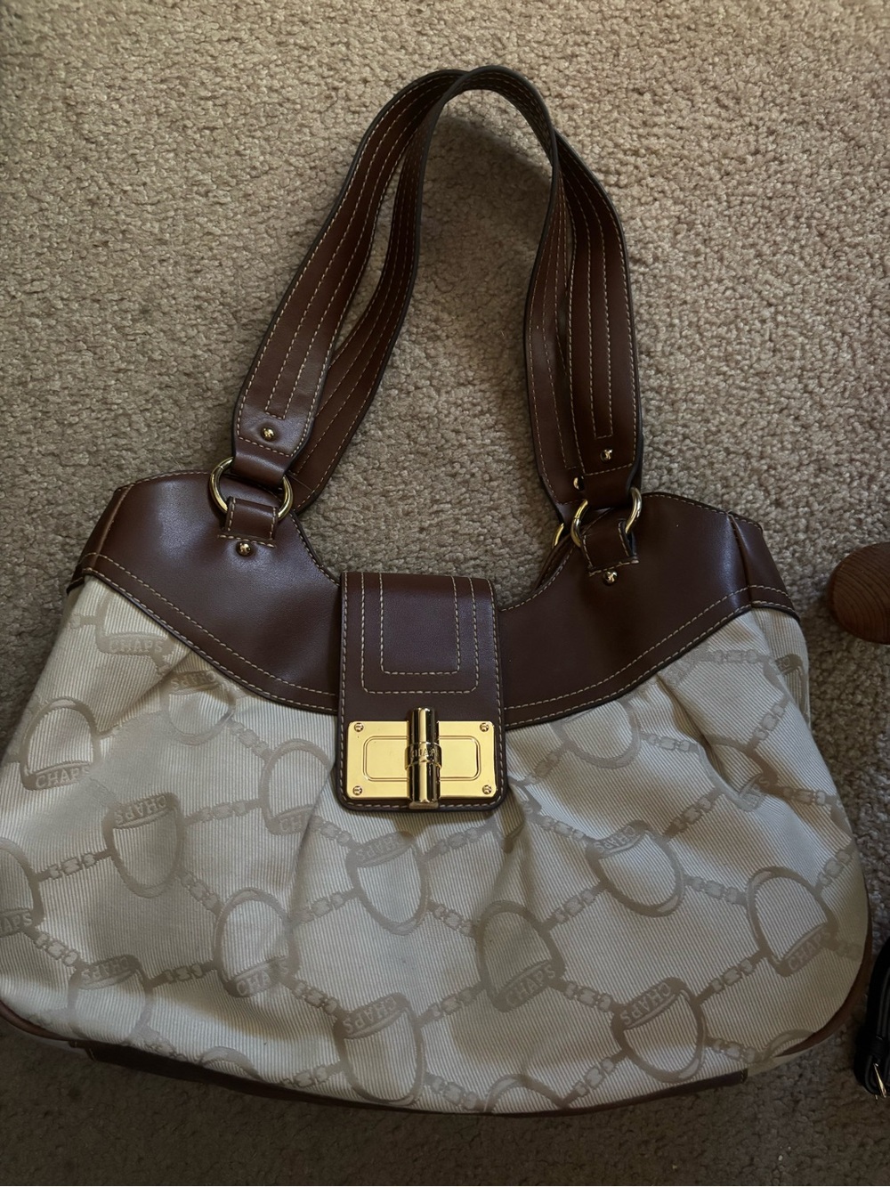 NWOT Vintage Chaps Brown & Cream Signature Tote Bag